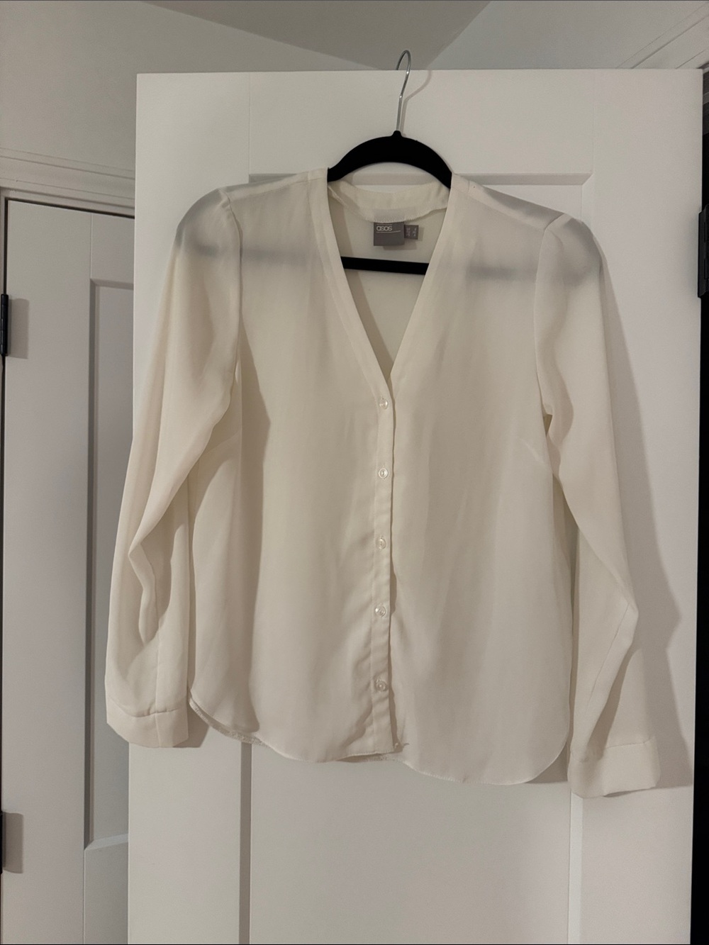 ASOS White V-Neck Button-Front Blouse